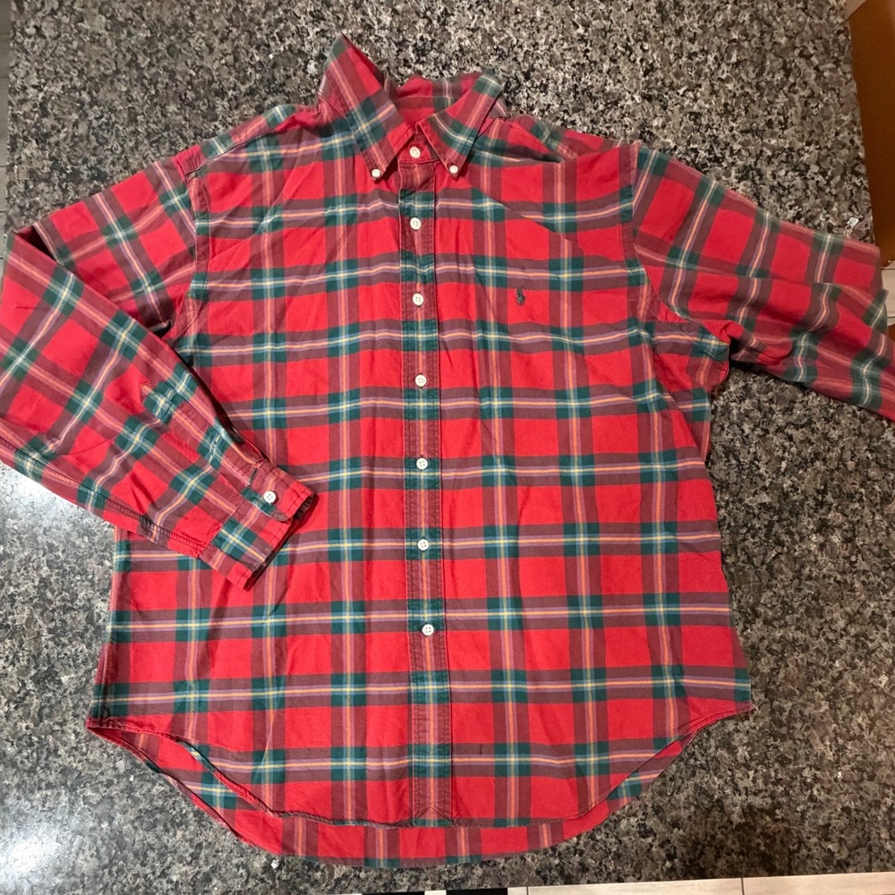 Polo Ralph Lauren Classic Fit Red Plaid Button Down Shirt Mens XL Long Sleeve